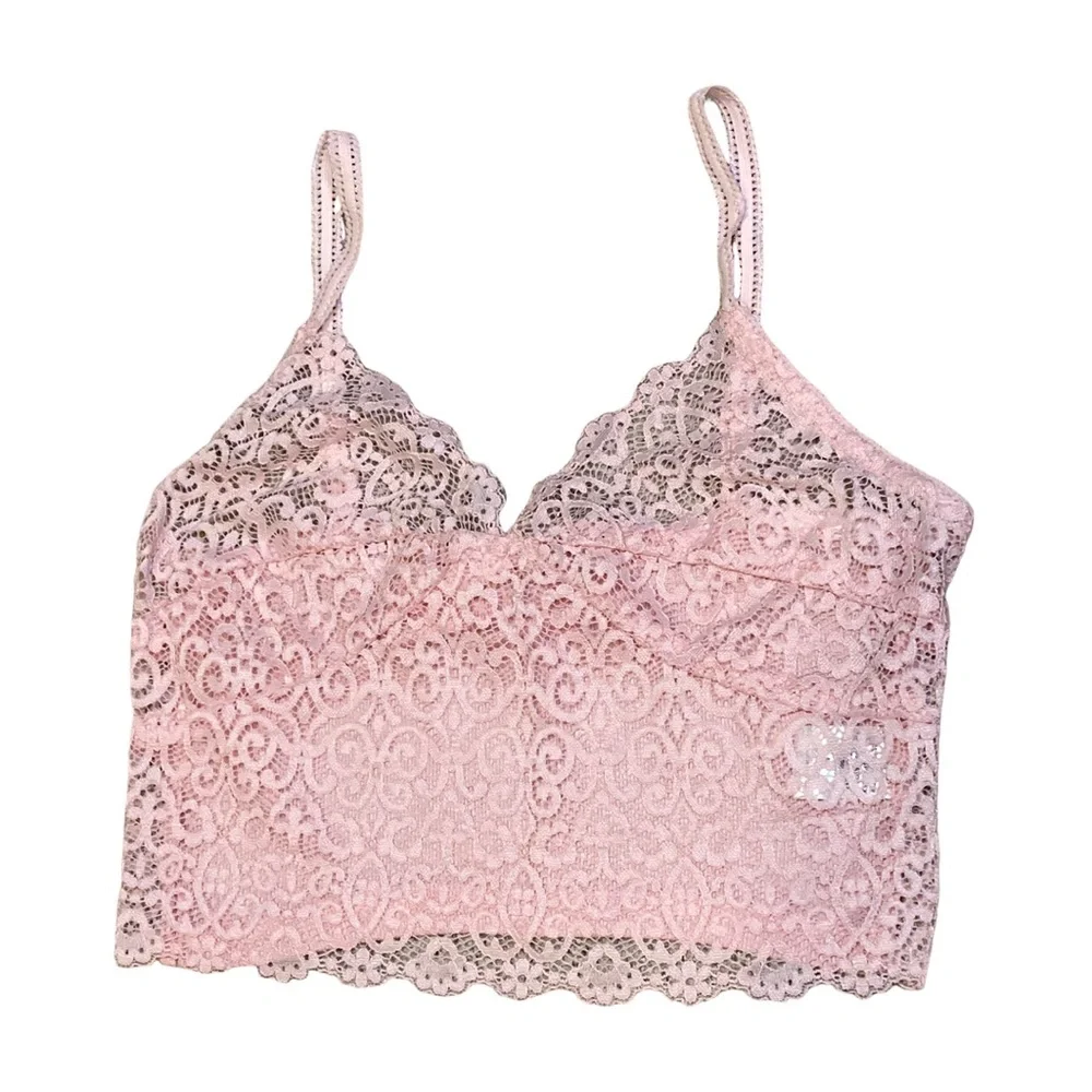 NWT Olivaceous Light Pink Longline Lace Bralette - Sz M